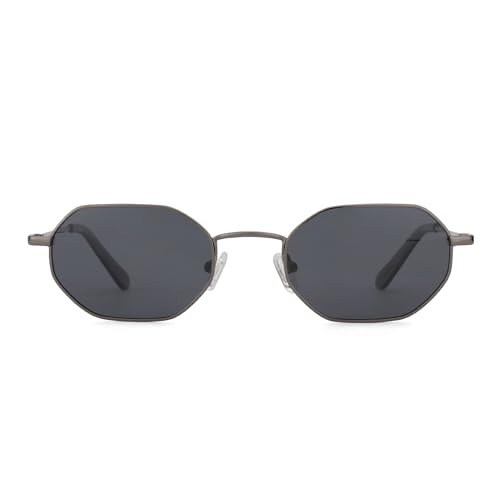 ZENOTTIC Piccoli Ottagonali Occhiali da Sole Donna Uomo Polarizzati Hippie con Montatura in Metallo Rettangolari Retrò