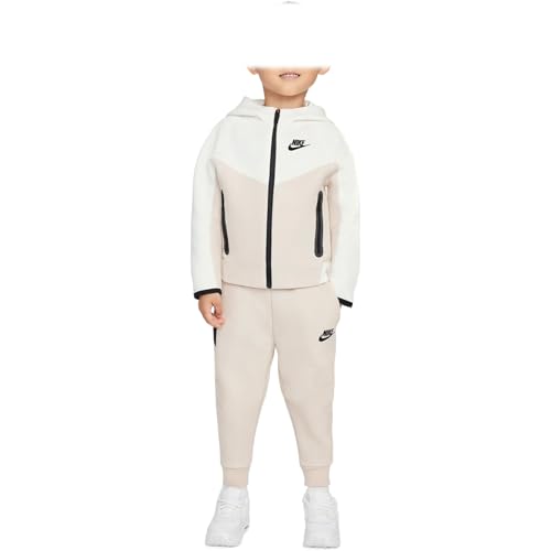 Nike Sportswear Tech Fleece Full-Zip Set Toddler 2-Piece Hoodie Set (76L050-X27, Light Orewood Brown)