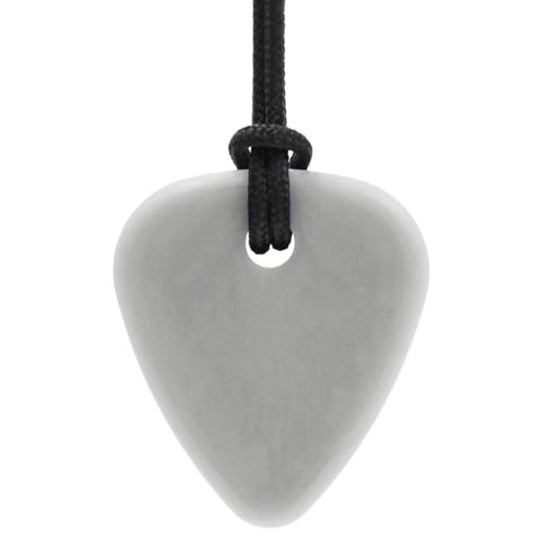 ARK Guitar Pick Small Thin Chew Necklace Chew Necklaces for Sensory Kids and Adults Oral Fidget for Autism ADHD SPD Anxiety Medical-Grade Sensory Chew Necklace Standard Softest Light Grey