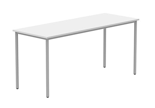 Office Hippo Essentials, Sturdy & Robust Computer, Stylish Home Office, Ideal Desk Table for Any Work Space, Height Adjustable Feet, 5 Year Guarantee, Arctic White, 160 x 60 cm