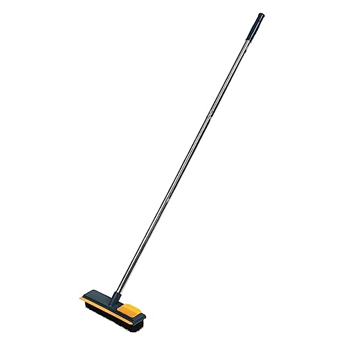SECFOU Long Handle Floor Scrub Brush for Grout Cleaning 108cm Yellow Tile and Bathroom Scrubber with Stiff Bristles for Hard-to-reach Corners and