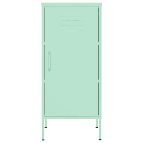 Armoire en acier vert menthe 2 étagères réglables meuble d'appoint 101cm
