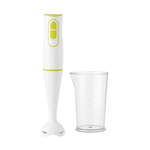 MAXELLPOWER Batidora de Mano 500W con 2 Velocidades, Cuchillas de Acero, Vaso Medidor 500 ml, Plástico Resistente al Calor, Ligera y Potente para Purés, Salsas, Smoothies, Multifunción (VERDE)