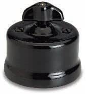 Fontini Sockel Für Schuko-Steckdose - Seitliche Erdung, 16A/250V, Porzellan Schwarz