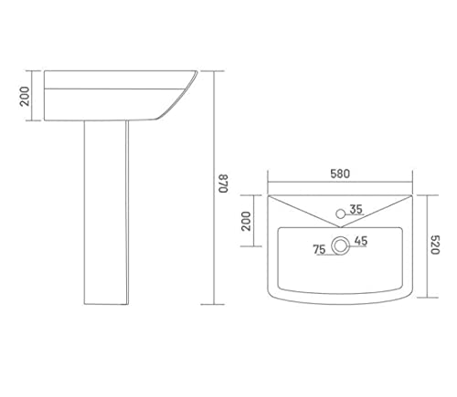 Image of SENISTO Ceramic Primium One Piece Pedestal Wash Basin Free Standing (23 X 21 X 35 INCH) DIAMOND