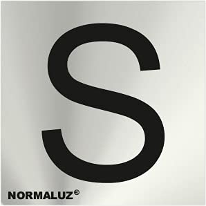 Normaluz Rd717156 - Señal Adhesiva Cuadrada Letra S Acero Inoxidable Adhesivo 0,8 Mm 5X5 Cm Con Cte, Ripci