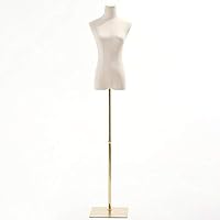 Female Dress Form Mannequin Adjustable Height with Metal Base Stand, for Women's Clothing Dress Display (Gold S)