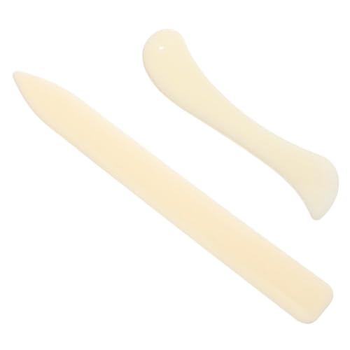 DOITOOL 2pcs Genuine Bone Folder Tool for Paper Crafting Carton Creaser Curved Straight Bone Folders Safety Edges Letter Opener for Office Supplies