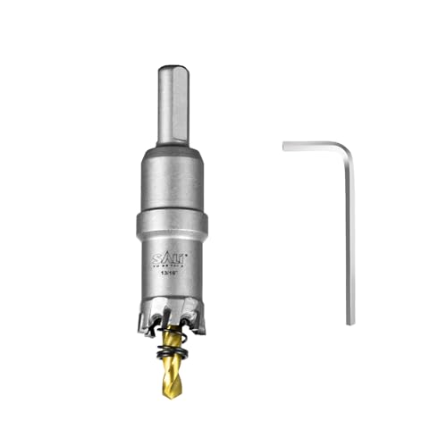 Image of SALI 13 /16 inch (21mm) TCT Hole Saw Kit Tungsten Carbide Tipped Hole Saw Drill Bit with Titanium-Plated Pilot Drill bit for Metal, Stainless Steel, Iron, Wood, Plastic