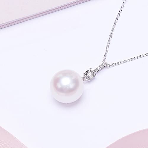Collier Perle Ronde en Argent 925 anti-allergie, pendentif zircon éclatant pour mariée