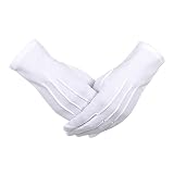 Acuteye White Gloves Nylon Formal Tuxedo Gloves 9.5''Marching Band Honor Guard Parade Gloves Cosplay Party for Men Women (White)