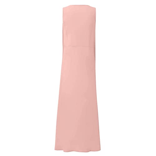 Plus Size Cotton Linen Summer Dresses for Curvy Women 2025 Sleeveless Maxi Vacation Beach Sundresses with Pockets