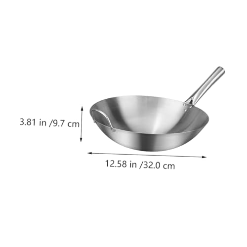 Wok de acero inoxidable con mango y fondo redondo miniatura 6