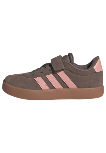 adidas Mixte Enfant VL Court 3.0 Hook and Loop Kids Shoes, Earth strata/Semi Frozen Turbo/Amber Gum, 31 EU
