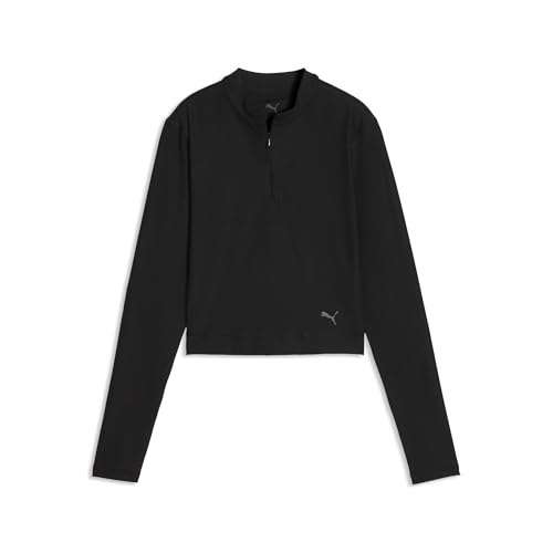 Top de manga larga PUMA CLOUDSPUN mujer con cuello de cremallera para running y entrenamiento
