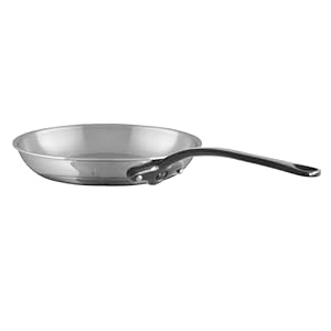 Mauviel M’Cook CI 5-Ply Polished Stainless Steel Round Frying Pan With Cast Iron Handles, 11-in, Made In France
