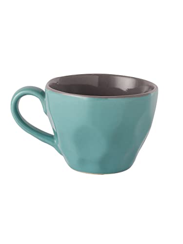 Image of miah decor Ceramic Coffee Mug Set of 6 | 220ml Tea Cups Set | Teal & Grey Ceramic Cups | Hand Textured Coffee Cups & Mugs | Modern Tea Mug Set | Microwave & Dishwasher Safe