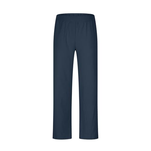 Men 2025 Cotton Linen Pants Men Casual Loose Fit Elastic Waist Summer Beach Vacation Pants Wide Leg Dress Trousers4