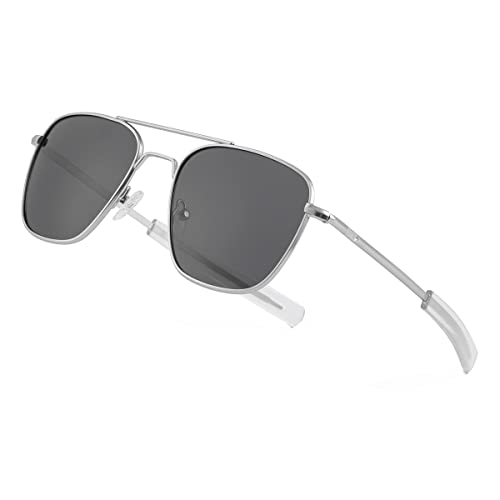 Image of JOVAKIT Men's Polarized Aviator Sunglasses Retro Military Style Pilot Sun Glasses Bayonet Temples UV400 Protection