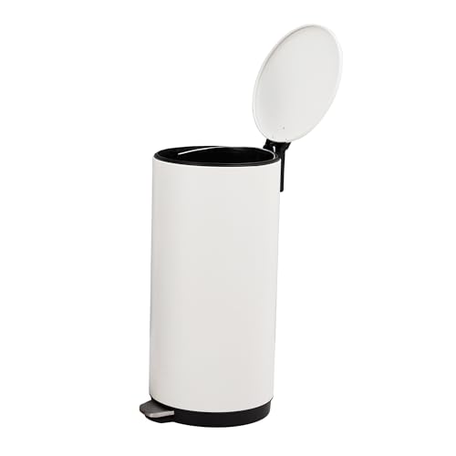 Caneca de Basura Redonda 30 Litros Acero Inoxidable Blanca
