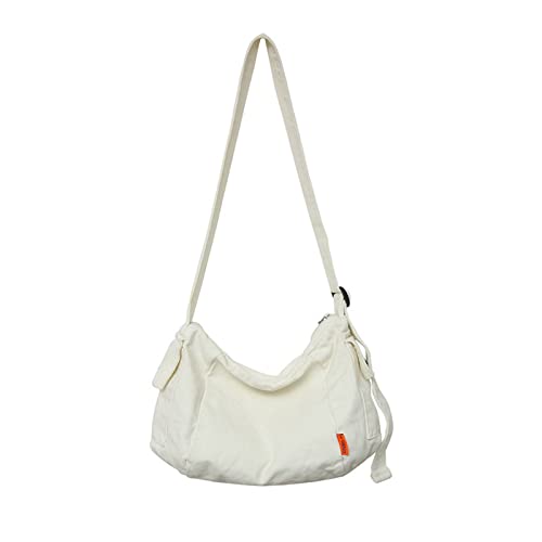 Sac à bandoulière style coréen en toile souple avec grande ouverture et fermeture éclair