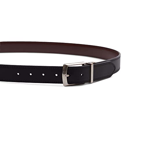 Dickies Mens 35mm Leather Reversible Belt With Stitch, Black/Brown, 3X4