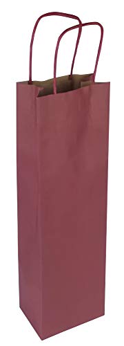 IMBALLAGGI ALIMENTARI 10 Bolsas Porta Botellas Rojo Burdeos con cordón (1 Botella) Shoppers Estuche de Papel Regalo (Vino 75 cl)