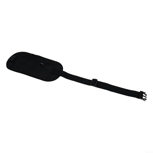Axorafow Riñonera deportiva para correr, actividades al aire libre, bolsa de cinturón personalizable con puerto de música, llavero, tela Oxford, riñonera, gimnasio, ciclismo, viajes, 35 x 15 cm (negro