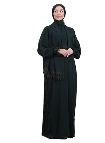 East West Souk Elegant One-Piece Abaya and Prayer Dress Crepe Solid Color | Lightweight and Comfortable | Hijab Abaya Suit