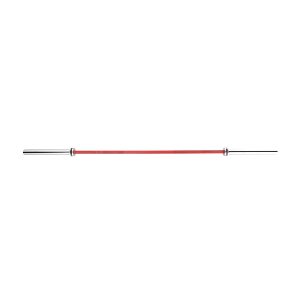 Barra olimpica professionale 220 cm - 50 mm - 4 cuscinetti - Carico massimo 365 kg - 20 kg - Powerlifting, cross training e sollevamento pesi - colore rosso - Fitness Tech