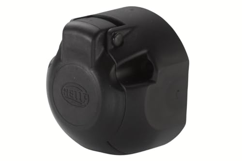 HELLA 8JB 001 943-001 Steckdose - 12V - 7-polig - Stecker: Schraubkontakt - Zinnbronze - Kunststoffgehäuse - schwarz - DIN/ISO: 1724 - Karton