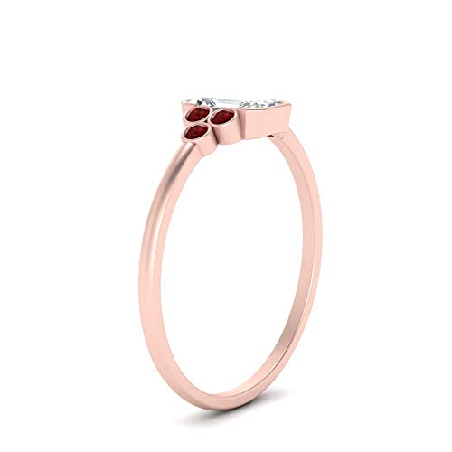 Image of Choose Your Gemstone Bezel Set Petite Diamond CZ Ring Rose Gold Plated Emerald Shape Petite Engagement Rings Everyday Jewelry Wedding Jewelry Handmade Gifts for Wife US Size 4 to 12
