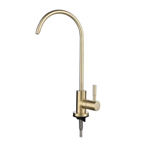 シングルハンドルシンク用飲料水用蛇口 ステンレススチール製キッチン用浄水器付き蛇口(Gold)