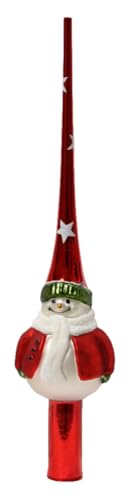 zeitzone Christbaumspitze Schneemann Rot Weiß Echt Glas...