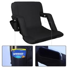 Summates Stadium Seats with Back Support,Bleacher Seats with Armrests Up or Down,Folding Bleacher Seats,Stadium Chairs (2 Pack, Black)