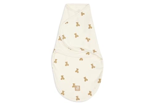 Jollein Saco de dormir para bebé de 0 a 3 meses – Osito de peluche – 100% algodón – 0,5 TOG – Saco verano recién nacido – Cierre velcro y cremallera inferior – Envoltorio – Certificado OEKO TEX