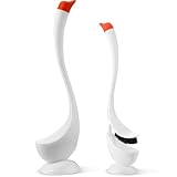 Honeydak Funny Swan Toilet Brush with Holder Bowl and Long Handle Set Ventilated Creative Swan Toilet Bowl Brush and Holder Swan Bathroom Decor...