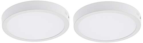 JANDEI - 2x Downlight LED 18W Redondo De Superficie Luz Blanca Neutra 4000K, Aluminio Aro Blanco Mate