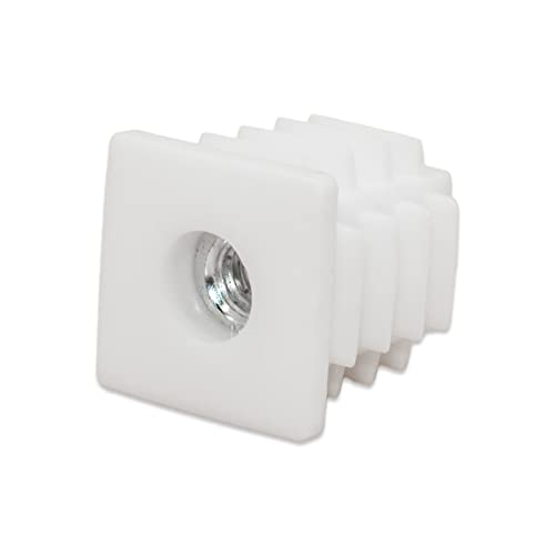 Image of Flyshop White M6 Threaded Plastic Plugs Square Tube End Caps Tubing Plugs Inserts Furniture Glider 19 mm x 19 mm 4 Pcs
