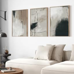 Cuadro para pared sala de estar y oficina decoración nórdica abstracta retro gris en lienzo