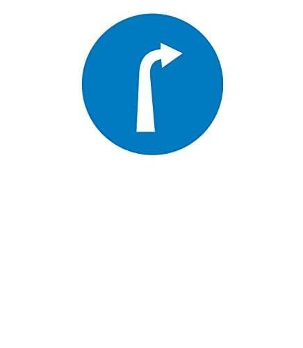 Compulsory Turn Right (Left if Symbol is Reversed) PVC Waterproof Metallic Matte Finishing Sticker Safety Sign Signature (Factory Sign)