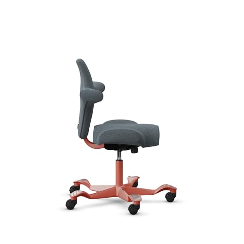 Image of HAG Capisco Standard Chair-Blush Rose Frame-Upholstered Dark Gray