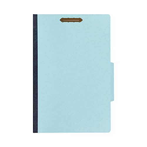 Carpeta clasificadora para particiones, tamaño legal, lengüeta de corte 2/5, color azul pálido, con 1 separador y cierres, caja de 10