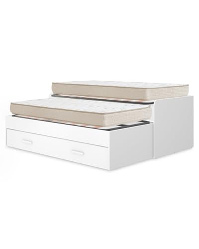 DEKIT - Pack Ahorro Juvenil Cama Nido Pema, 2 Somieres Lama Ancha con 2 Colchones viscoelásticos Nova 90 x 190