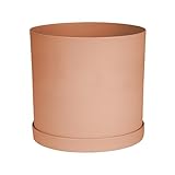 Bloem Mathers 10' Muted Terra Cotta Round Modern Resin Garden Planter Pot with...