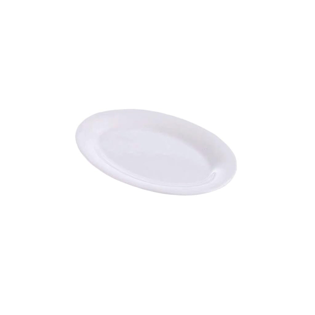 ENGENDER Fruttiera Piatto da Pesce for Uso Domestico in Ceramica Bianca Pura, Ovale, al Vapore Cestino per Frutta(A-8.26in)