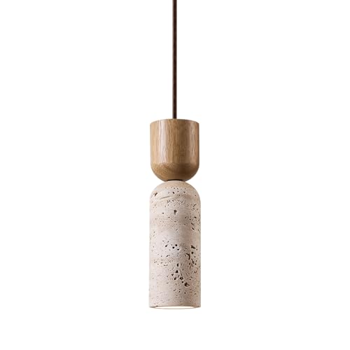 Suspension travertin japonais Wabi-sabi pour éclairer une table de chevet de chambre