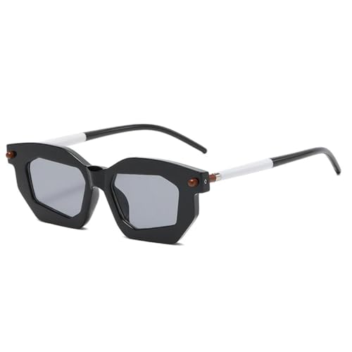 Polygon Women Double Color Sunglasses Fashion Clear Lens Frame Men Punk Rivets Uv400