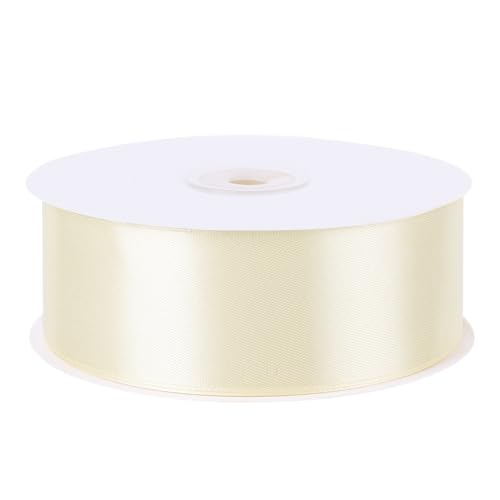 Image of woric Ivory Satin Ribbon 1 1 /2 Inch 60 Yards Cream Ribbon for Wedding Flower Bouquet Bridal Decoration Making Bows Handmade Roses Graduation Leis Cake Gift Wrapping