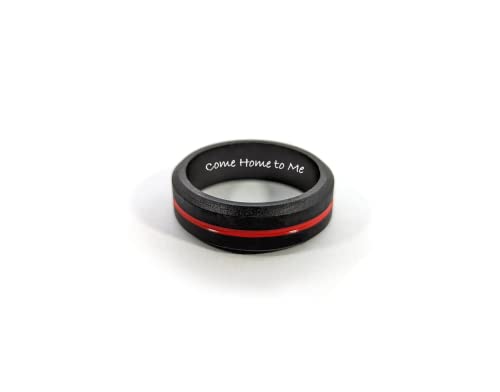 AERA CUSTOM ENGRAVED Thin Red Line Silicone Wedding Ring - Personalize Any Text, Symbol, Image - SHIPS NEXT DAY3